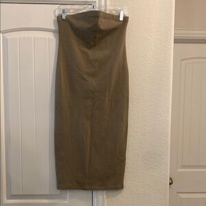 FOREVER 21 Khaki Green Women's Strapless Dress, Sz L